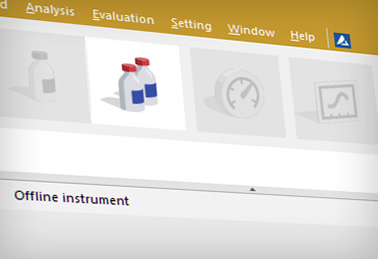 In Clarity Offline the Data Acquisition is disabled. The icon for monitoring signal from detector is dimmed, the acquisition status displays "Disabled". All other functions are the same as in the Clarity software.